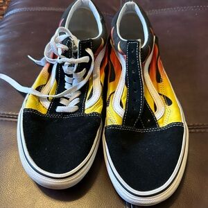 Vans Black and Yellow Flame Men's Shoes